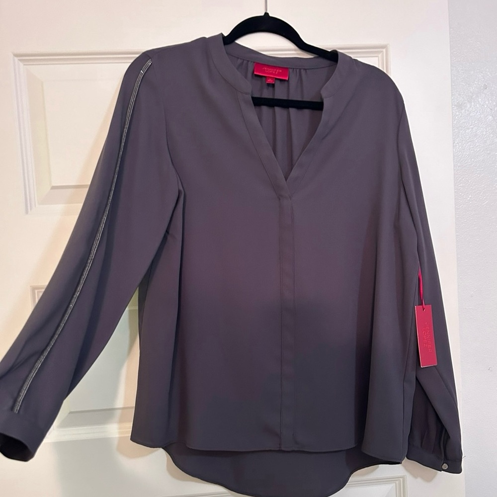 Jennifer Lopez Studded Sleeve Blouse